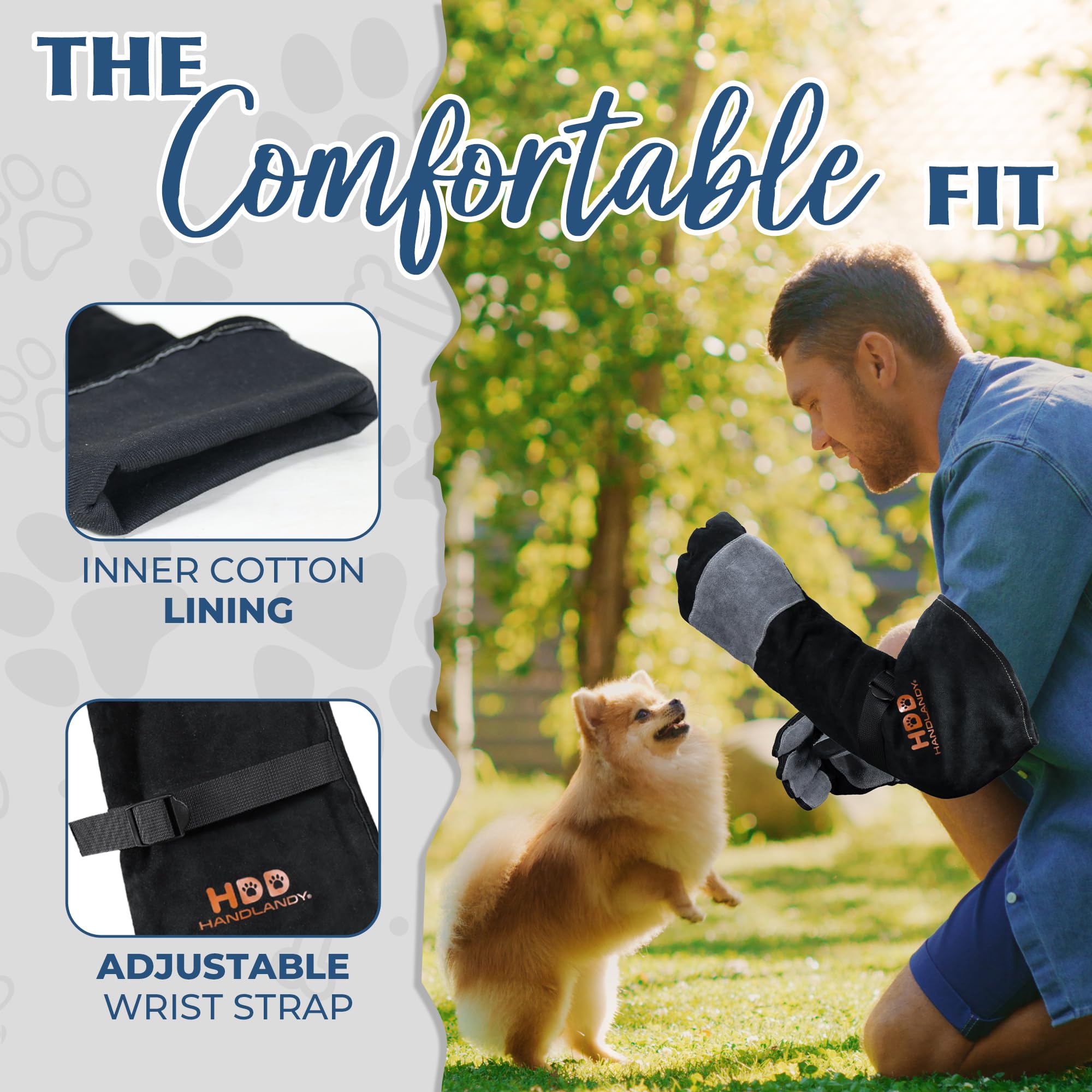 HANDLANDY reinforced padding enhances confidence during grooming tasks.