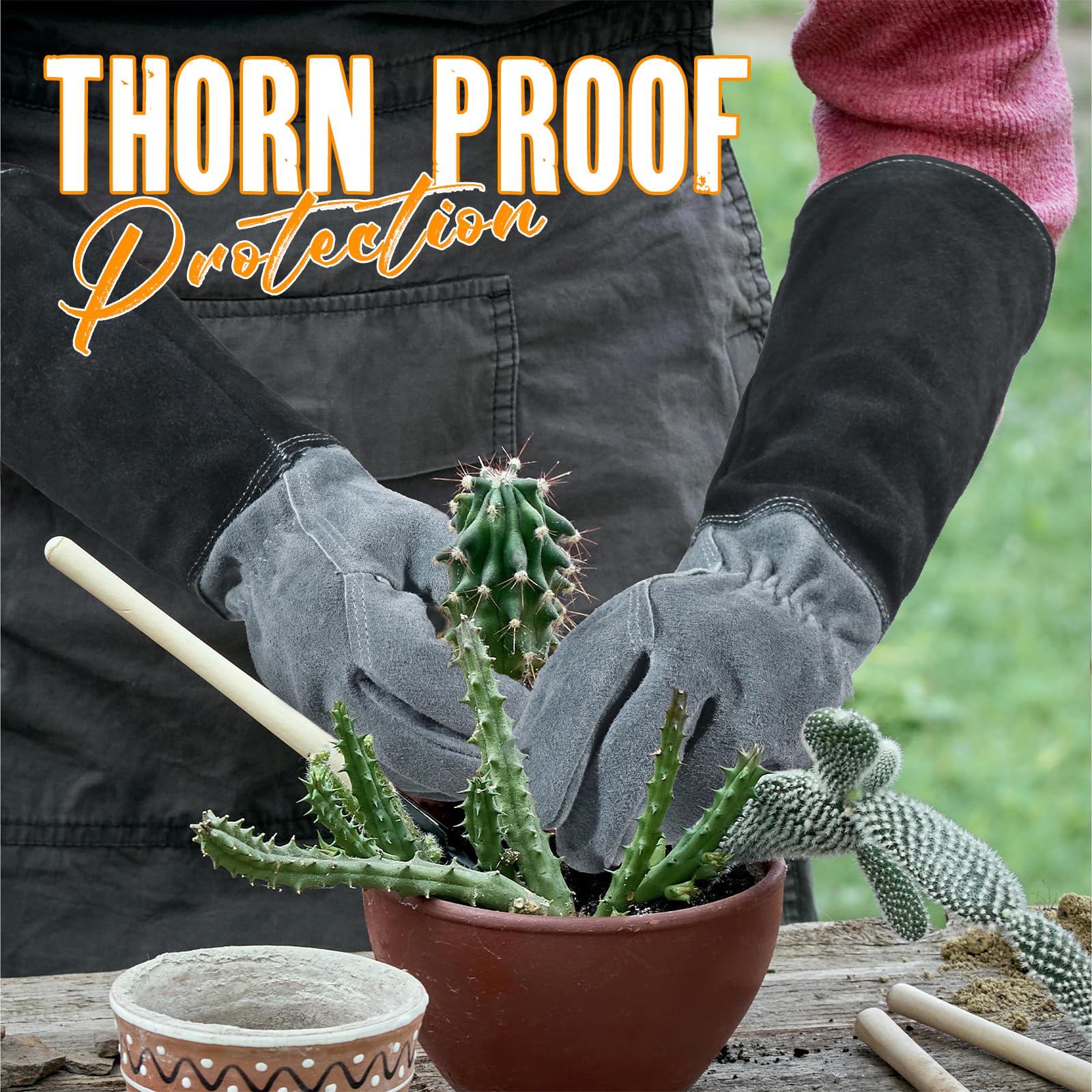HANDLANDY breathable cowhide gloves keep hands cool and comfortable in warm summer garden chores.
