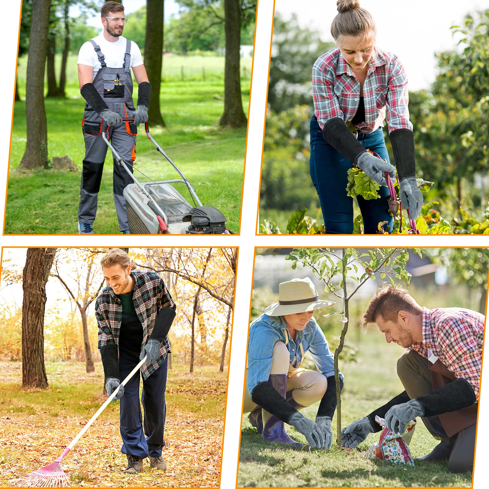 HANDLANDY long-sleeve gloves provide forearm coverage for digging, weeding, and thorny plant handling.