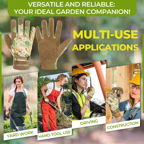 HANDLANDY durable gardening glove shields hands from dirt while handling tools.