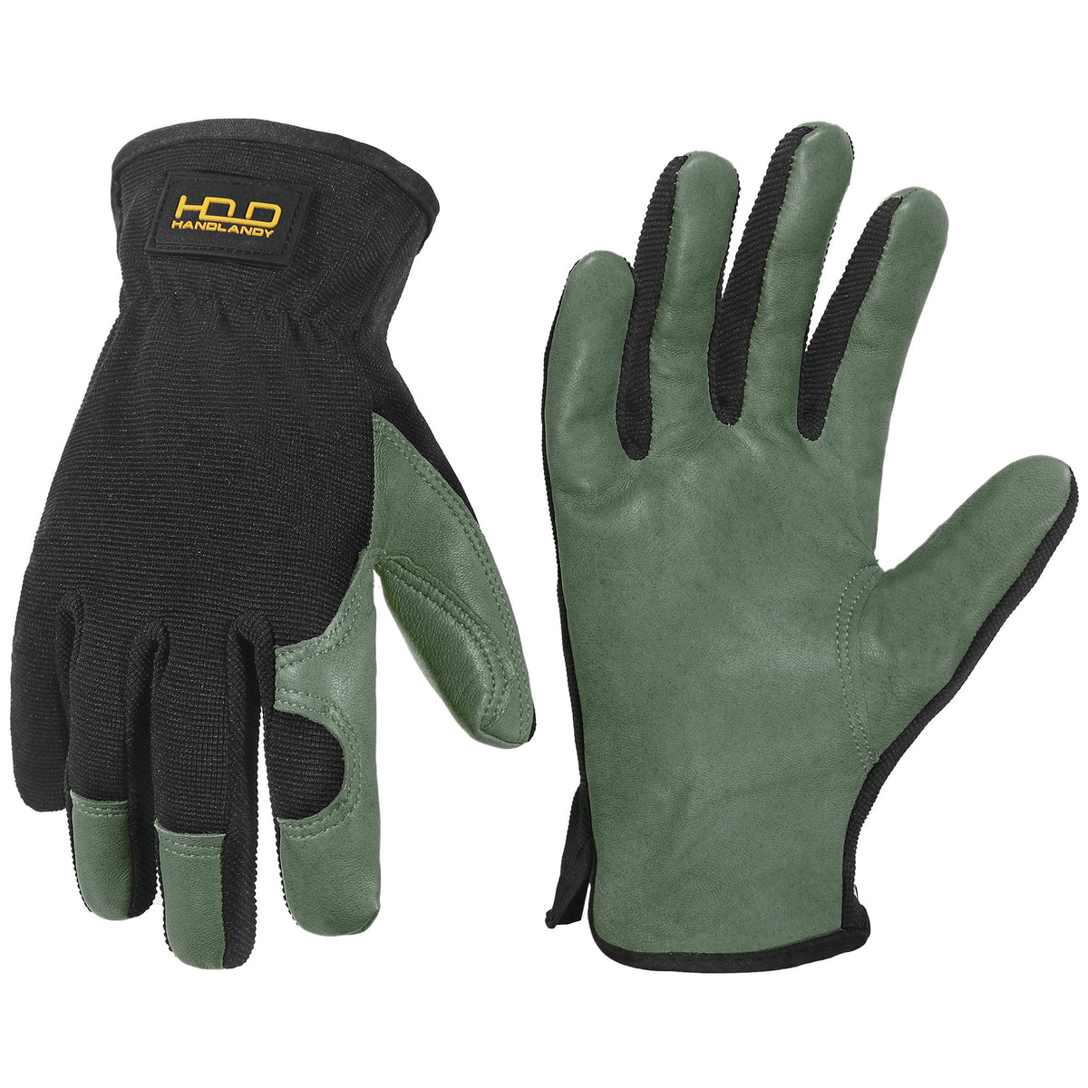 Handlandy gardening gloves with leather palm provide durable grip for yard tasks
