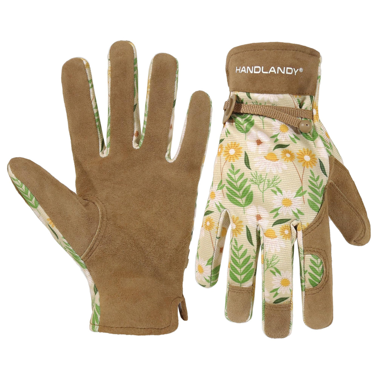 HANDLANDY gardening gloves for women with leather-palm provide durable protection.