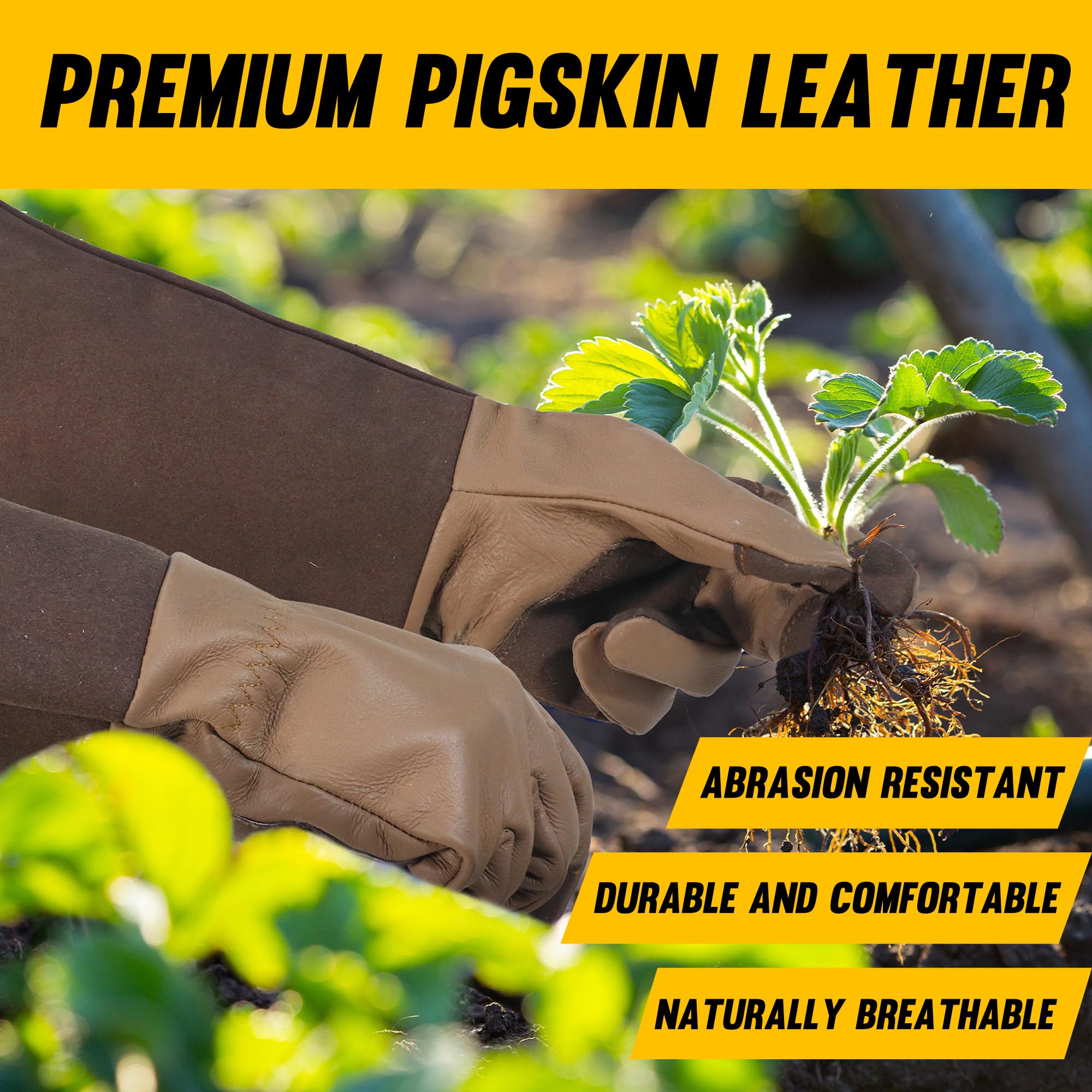 Handlandy gauntlet cuff gloves protect forearms during pruning