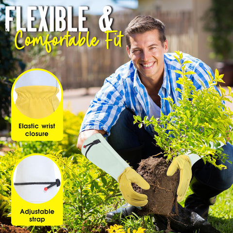 HANDLANDY in-action gardening gloves during pruning and trimming tasks.