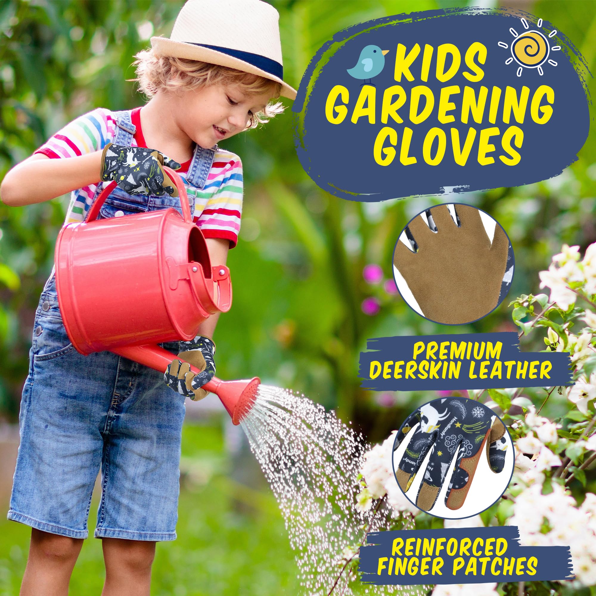 HANDLANDY gloves in durable deerskin provide long-lasting protection for little hands.