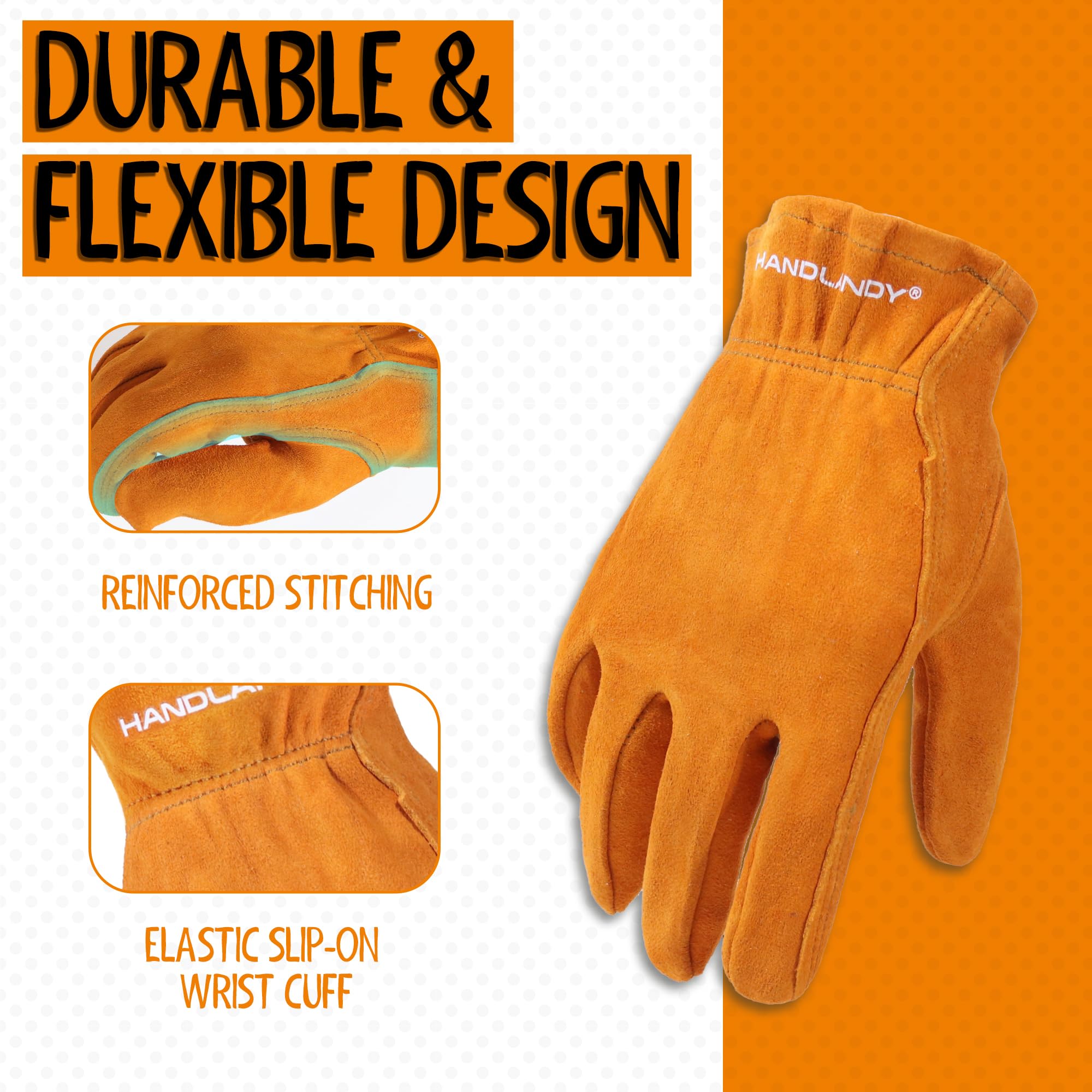 HANDLANDY leather gloves with reinforced stitching for lasting playtime