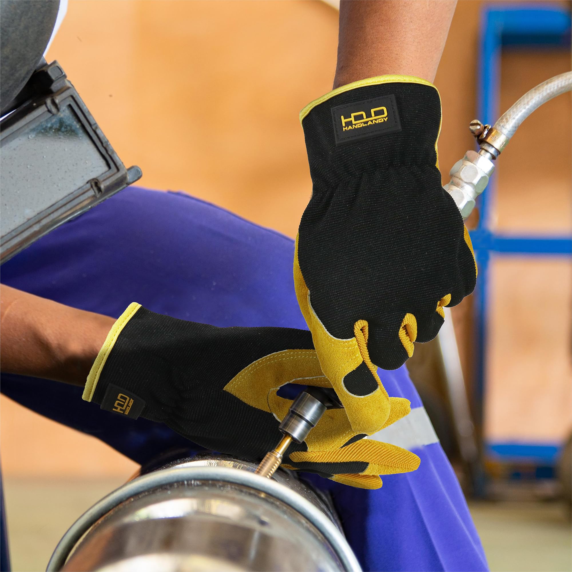 HANDLANDY leather hybrid glove combines protection with dexterity