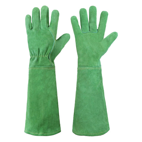 HANDLANDY leather pruning gauntlet gloves protect hands during pruning tasks.