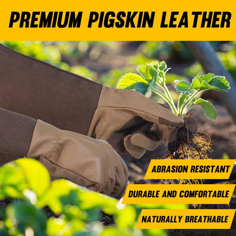 HANDLANDY gloves with breathable pigskin leather for warm weather gardening