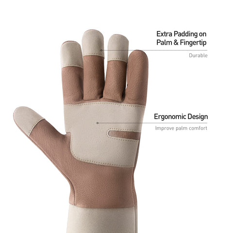 Handlandy long leather gauntlets shield forearms from scratches and thorns