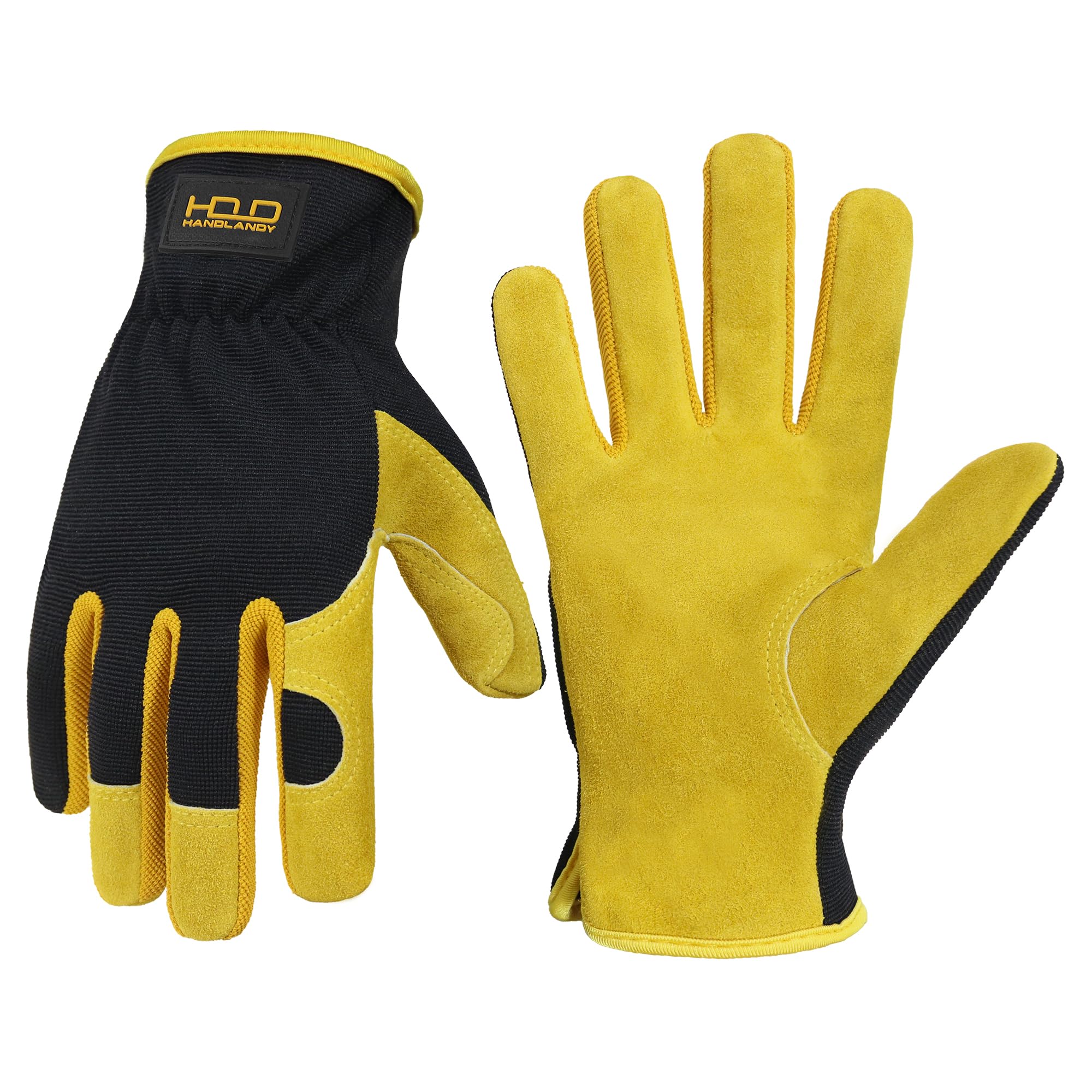 HANDLANDY gloves with cowhide leather palm deliver rugged durability and grip.