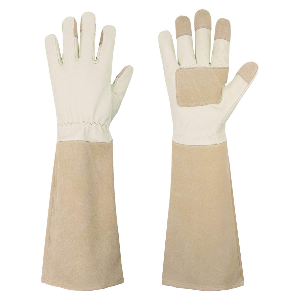 Handlandy pruning gloves long with pigskin palm for breathability and comfort while pruning roses
