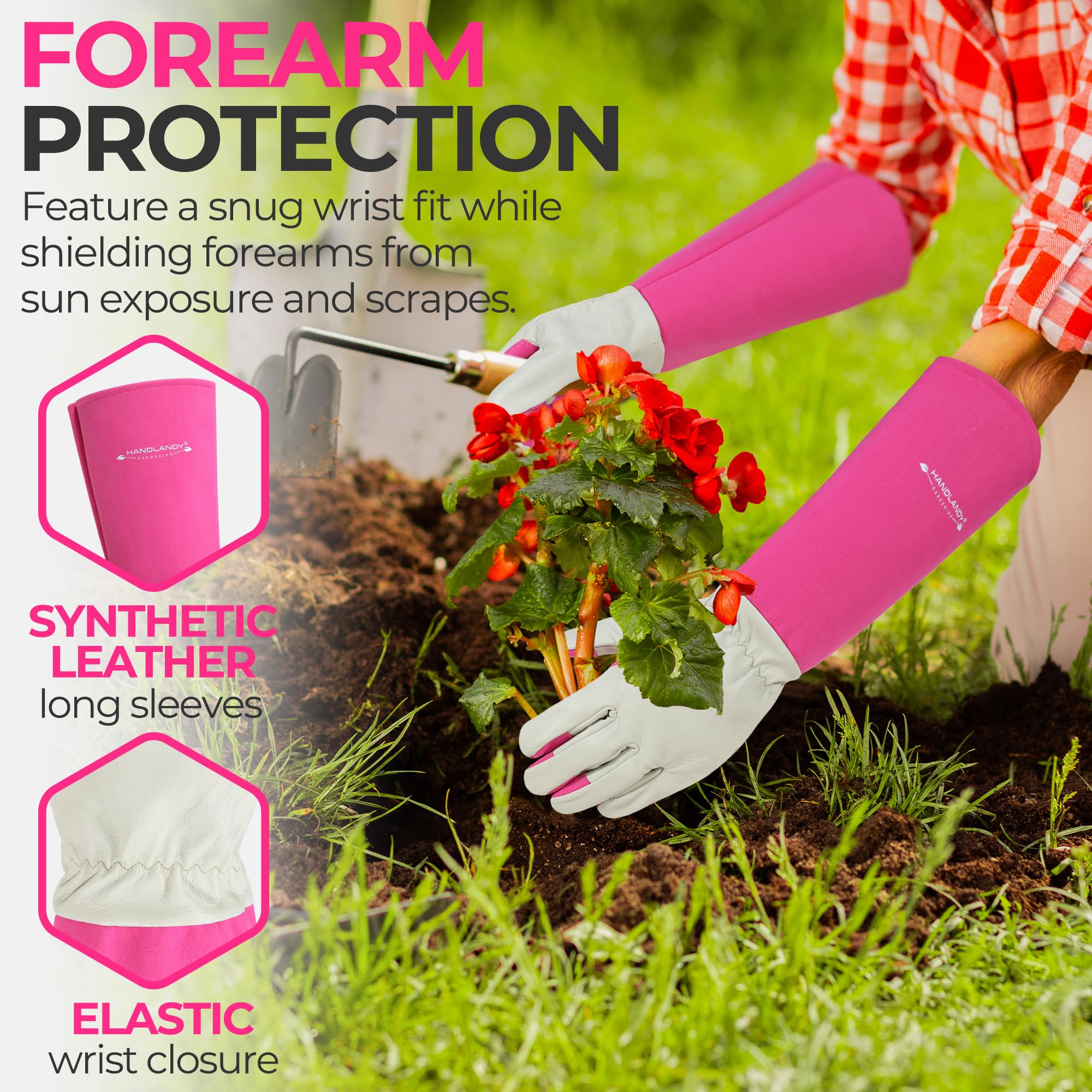 HANDLANDY reinforced fingertips and padded palm enhance grip and protection