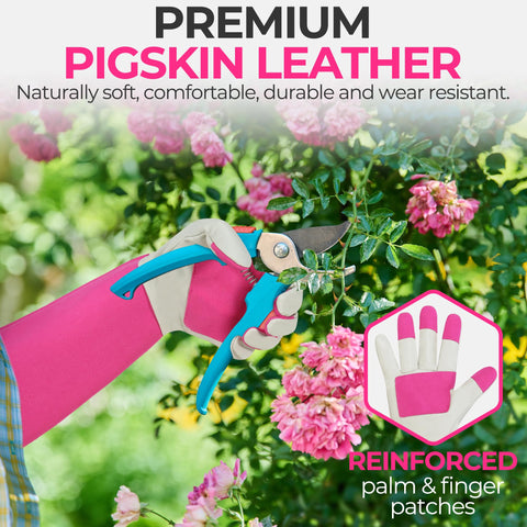 HANDLANDY thornproof gauntlet cuffs protect forearms during thorny pruning.
