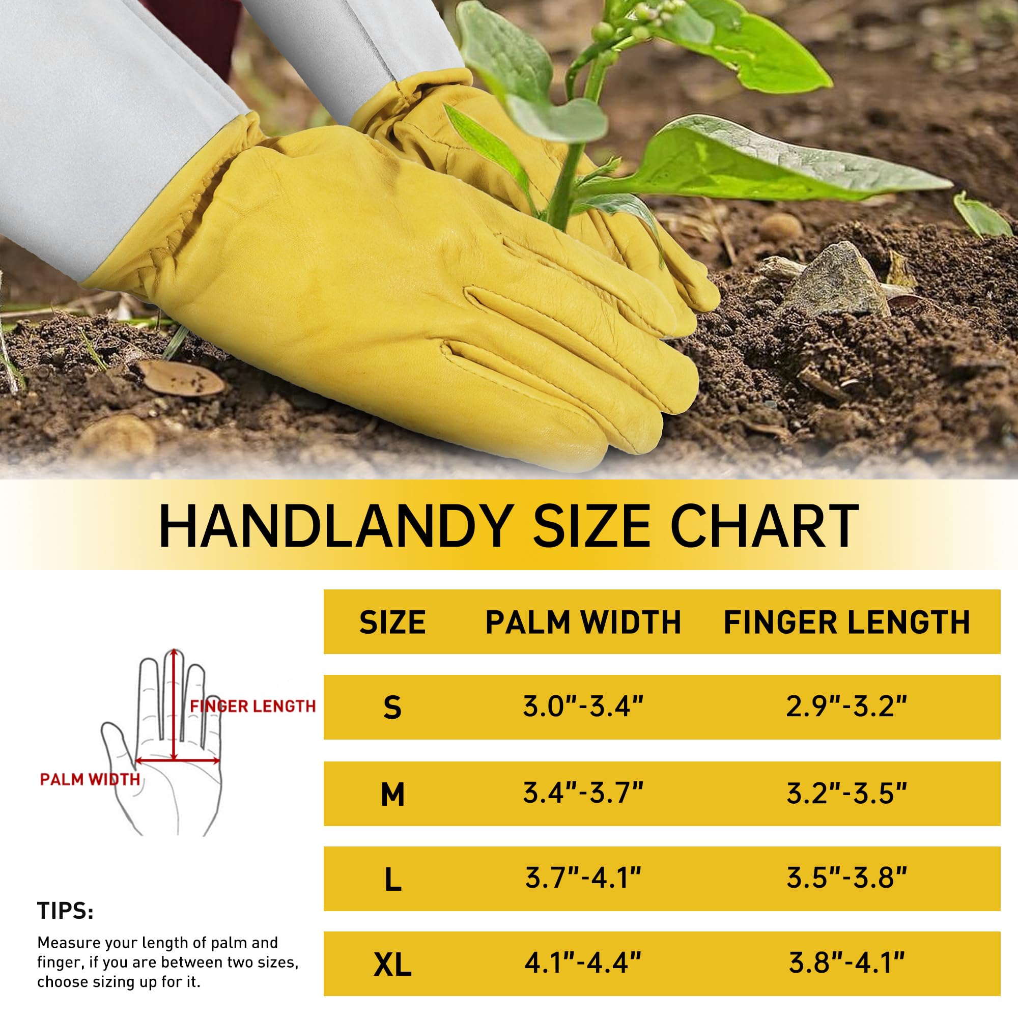 HANDLANDY Rose Pruning Gloves in golden yellow color add visible protection in gardening tasks.