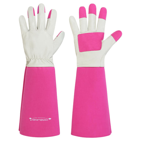 HANDLANDY Rose Pruning Gloves: pigskin palm and back for breathable pruning comfort.