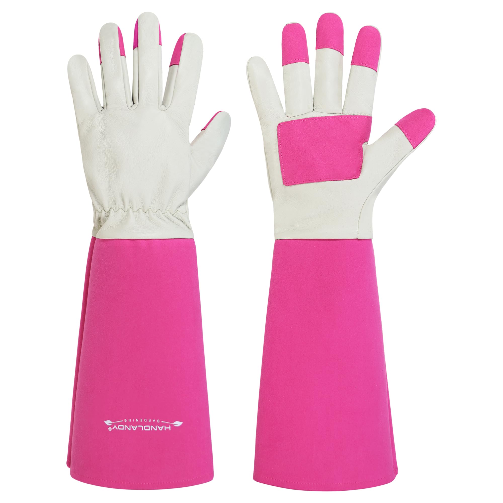 HANDLANDY rose pruning gloves with pigskin palm for breathable grip during pruning