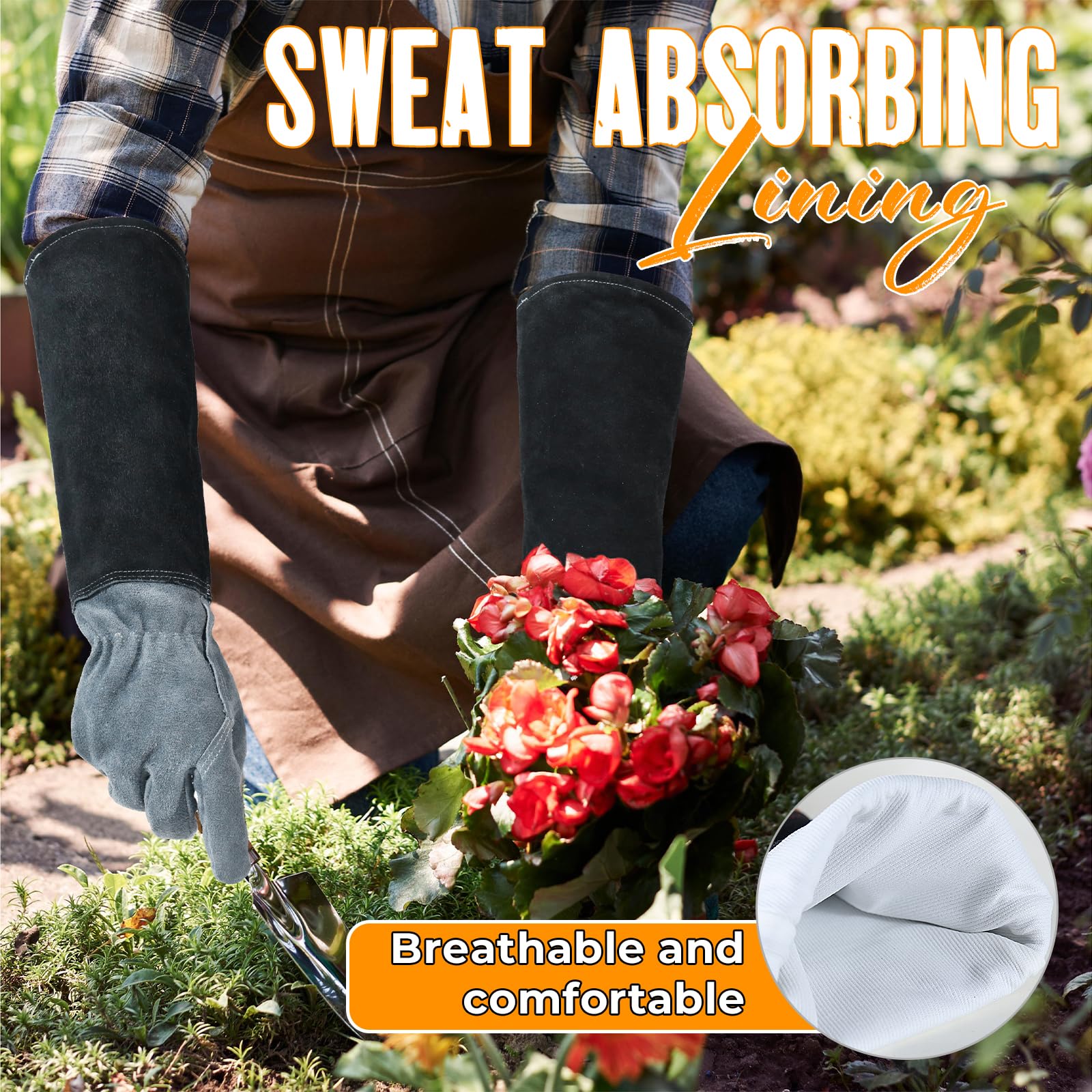 HANDLANDY thorn-proof gloves provide puncture resistance for thorny branches and prickly plants.
