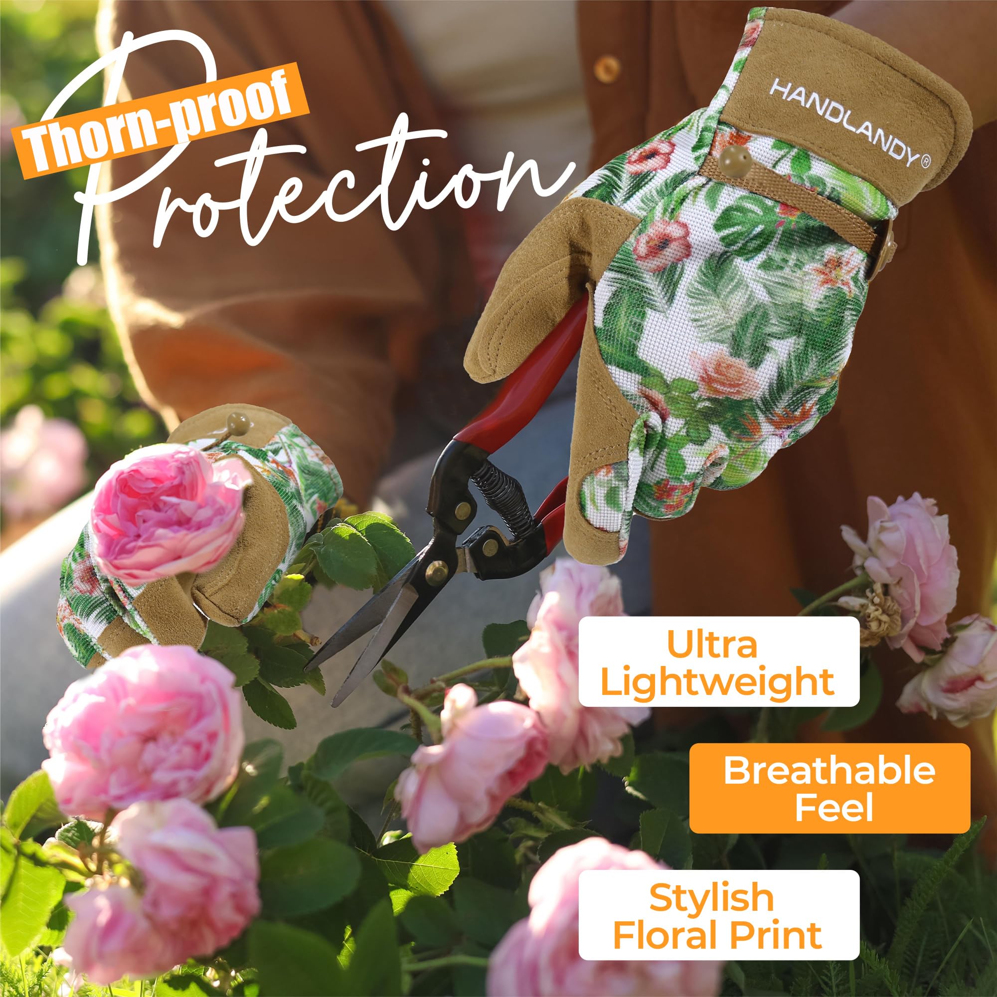 HANDLANDY gloves feature adjustable wrist straps for a secure, comfortable fit.