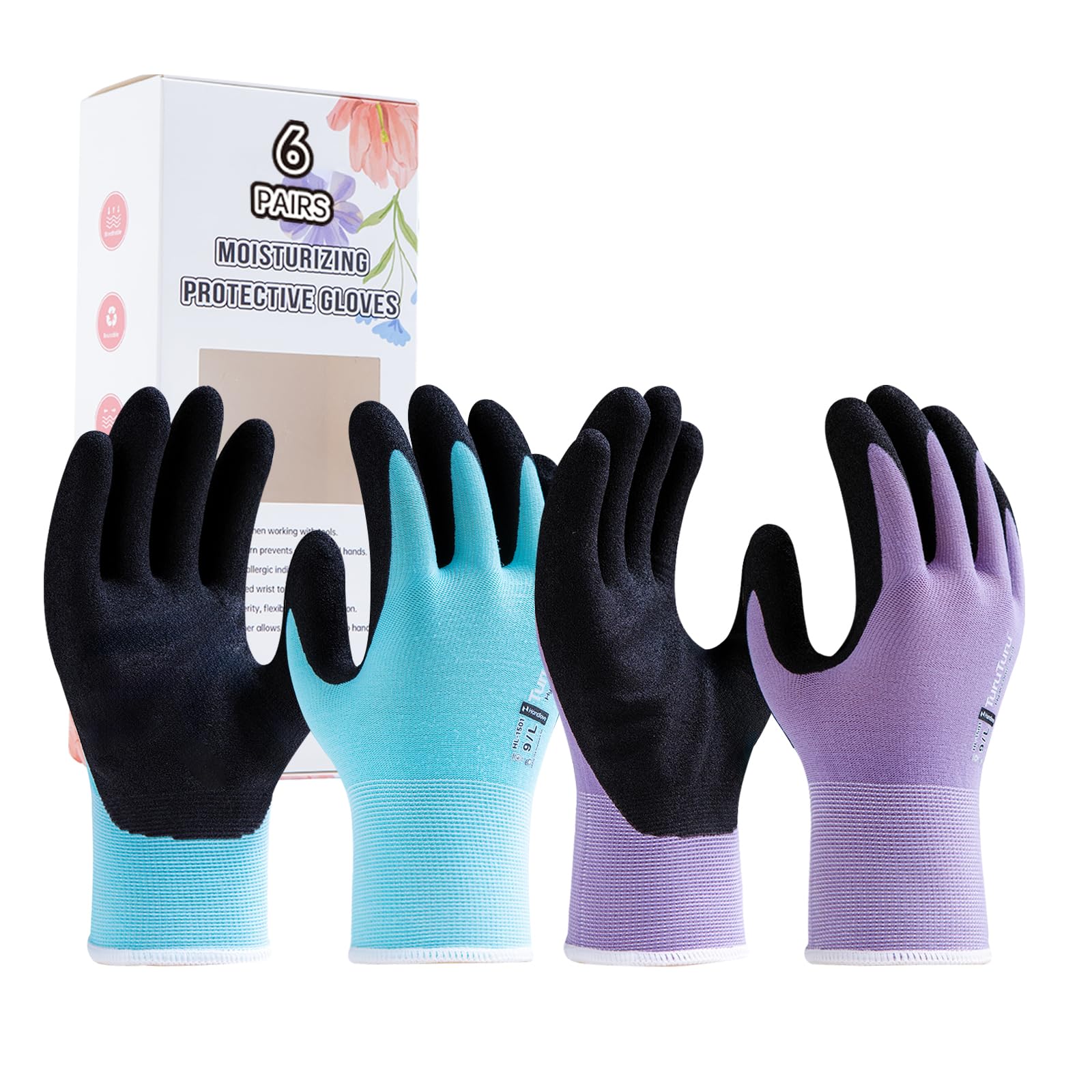 HandLove gloves with moisturizing yarn for softer hands while gardening.