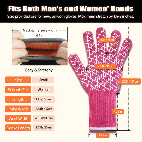 Gloves worn during grilling and baking for versatile cooking protection.