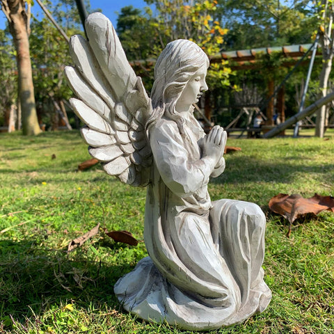 Handsider resin praying angel statue for long-lasting outdoor display.