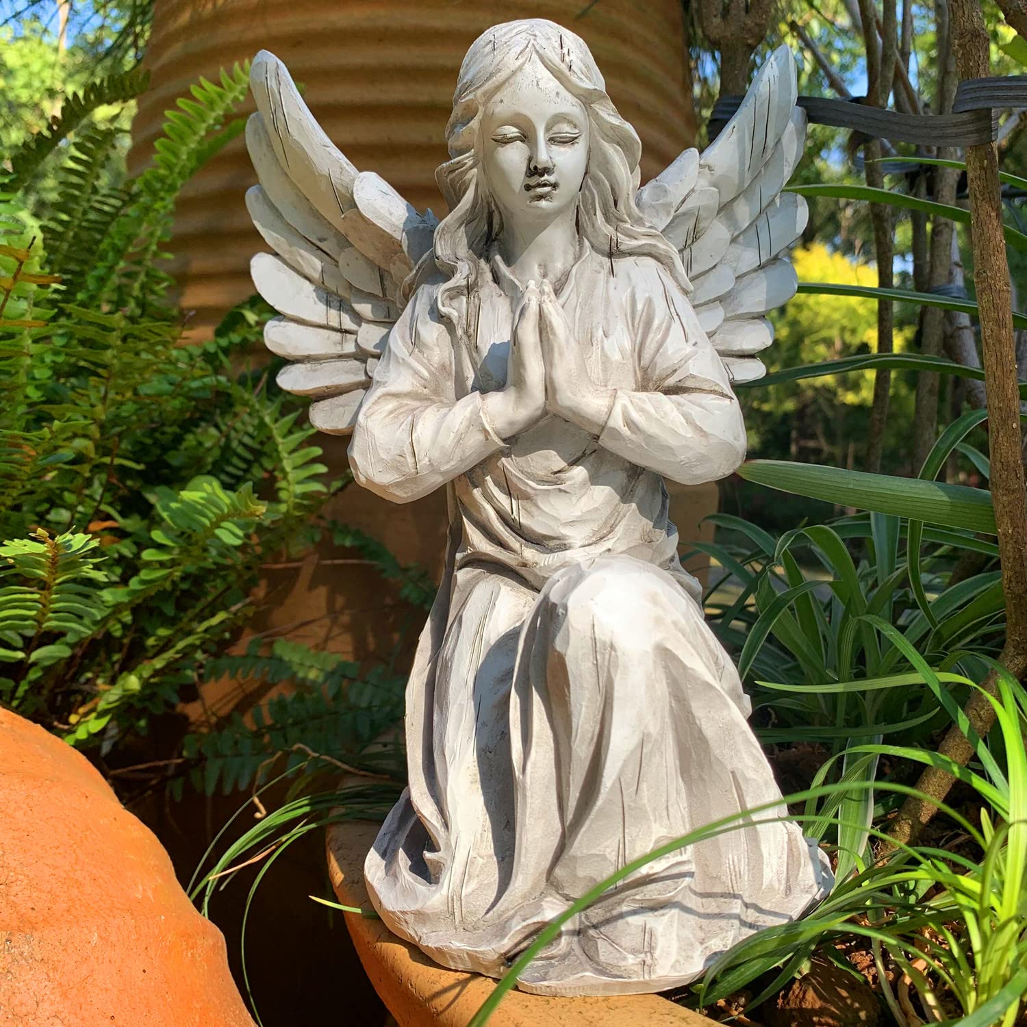 Handsider waterproof angel sculpture suitable for yard and patio settings.