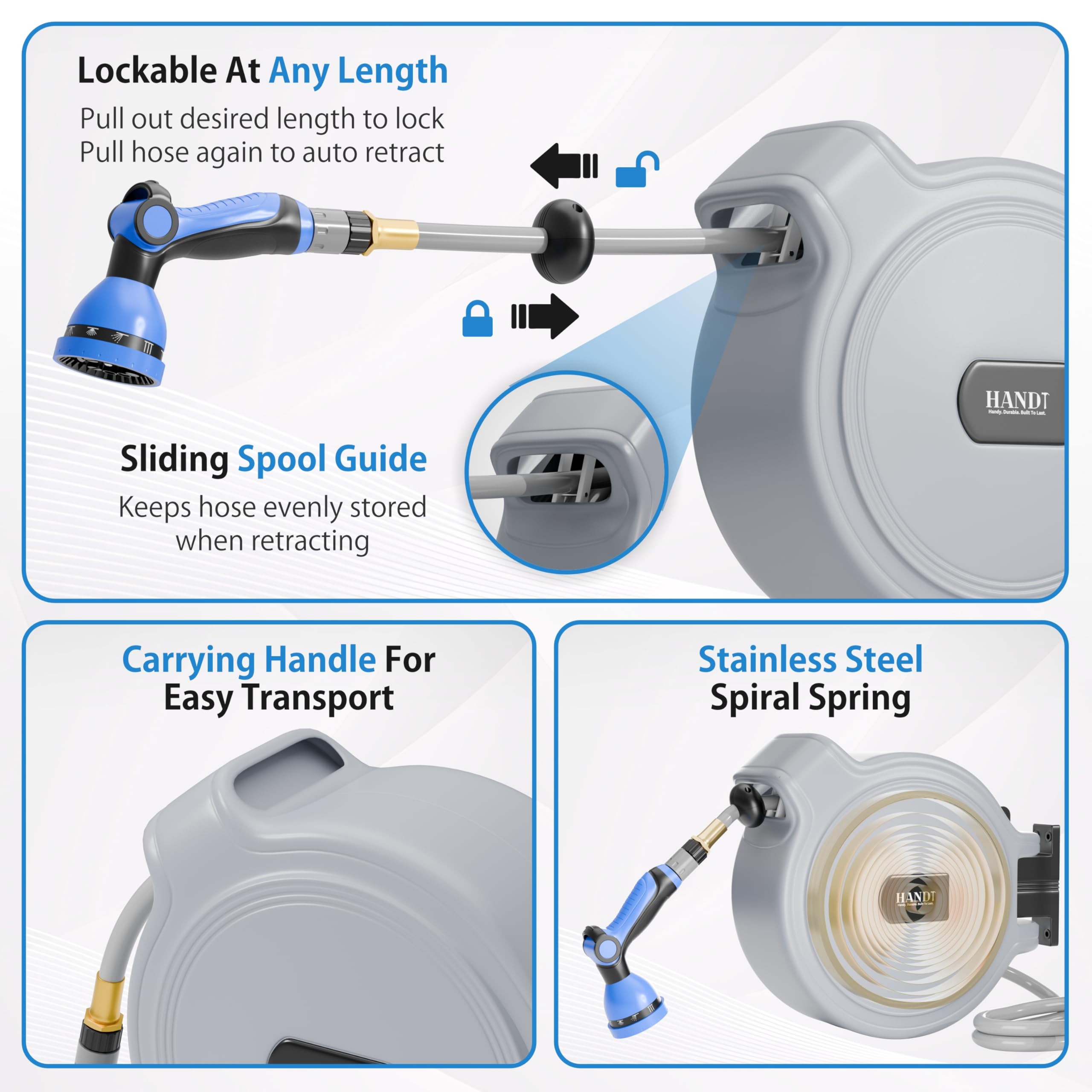 HANDT 180-degree swivel wall mount for flexible positioning around planters and vehicles