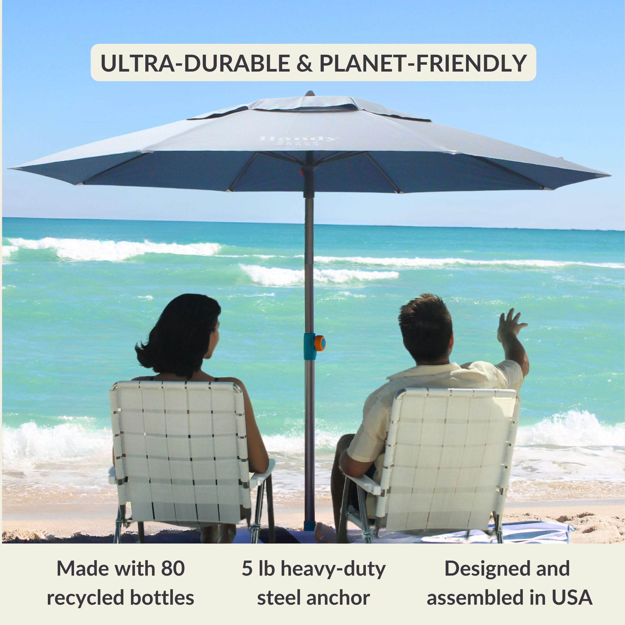 Handy Beach Goods thermal shield helps shade stay cooler.