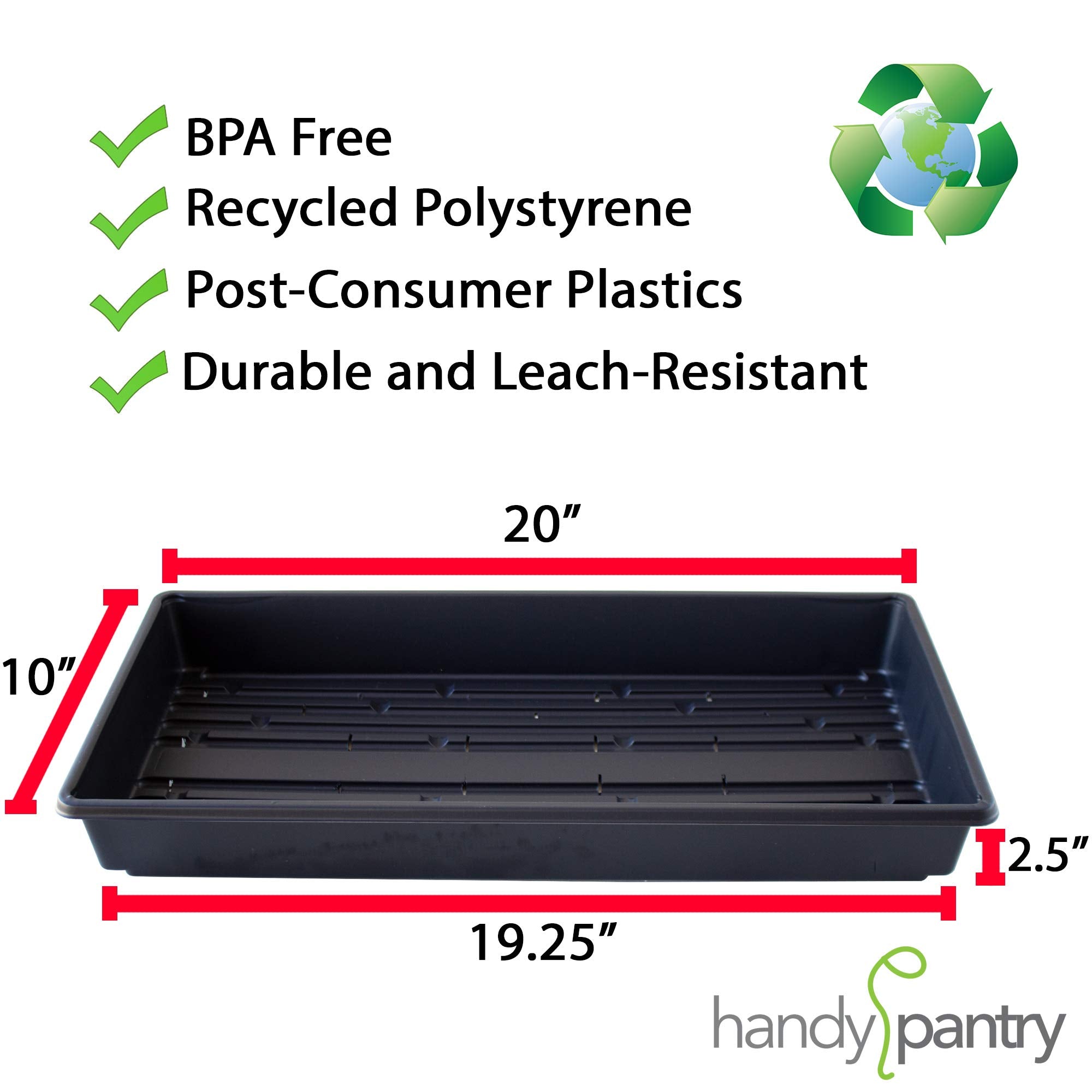 Handy Pantry 1020 tray with drain holes, promotes healthy root drainage for microgreens.