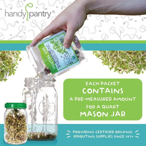 Handy Pantry alfalfa sprouting seeds pack ready for countertop sprouting