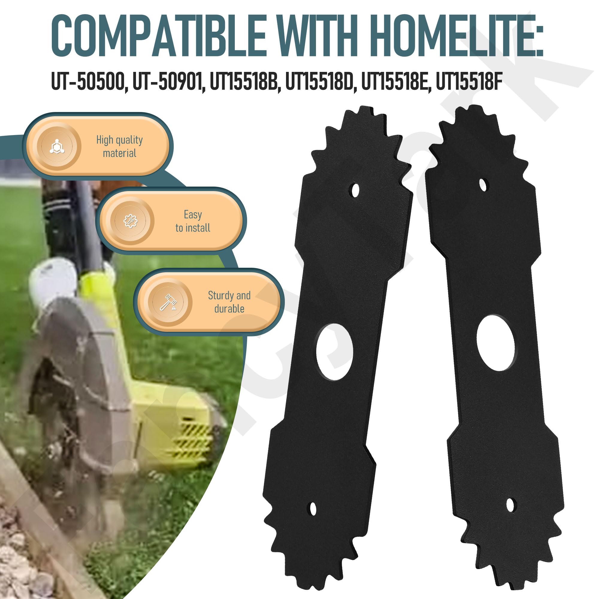 HandyTek edger blade set for RY15518/RY40030 attachments, easy installation.