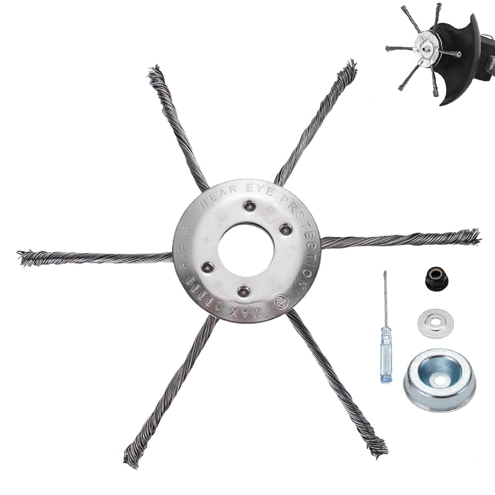 Handytoolinc 7-inch gas trimmer head assembly for quick tool-free installation.