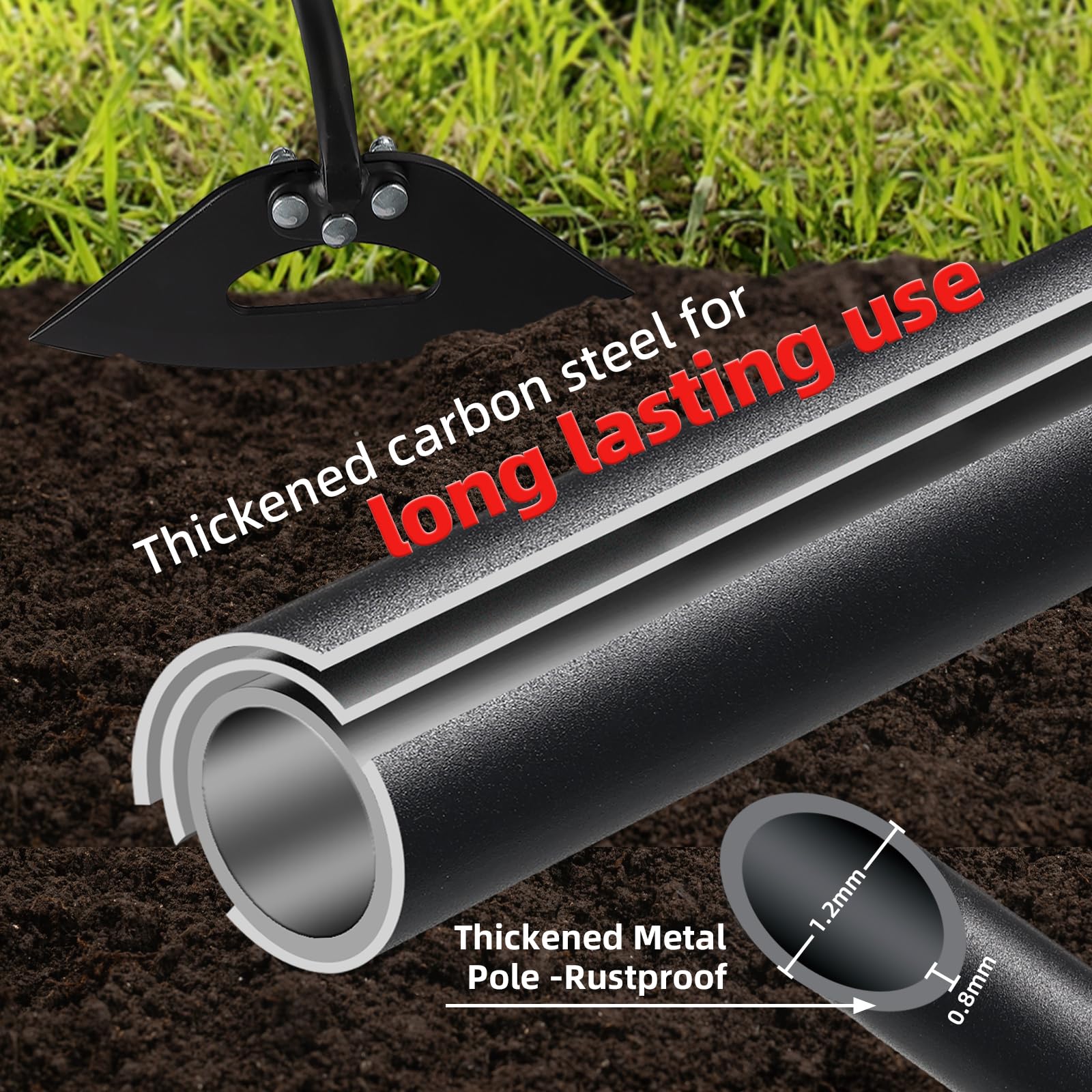 HANGMAICOME adjustable-handle extends to reach tall plants and raised beds.