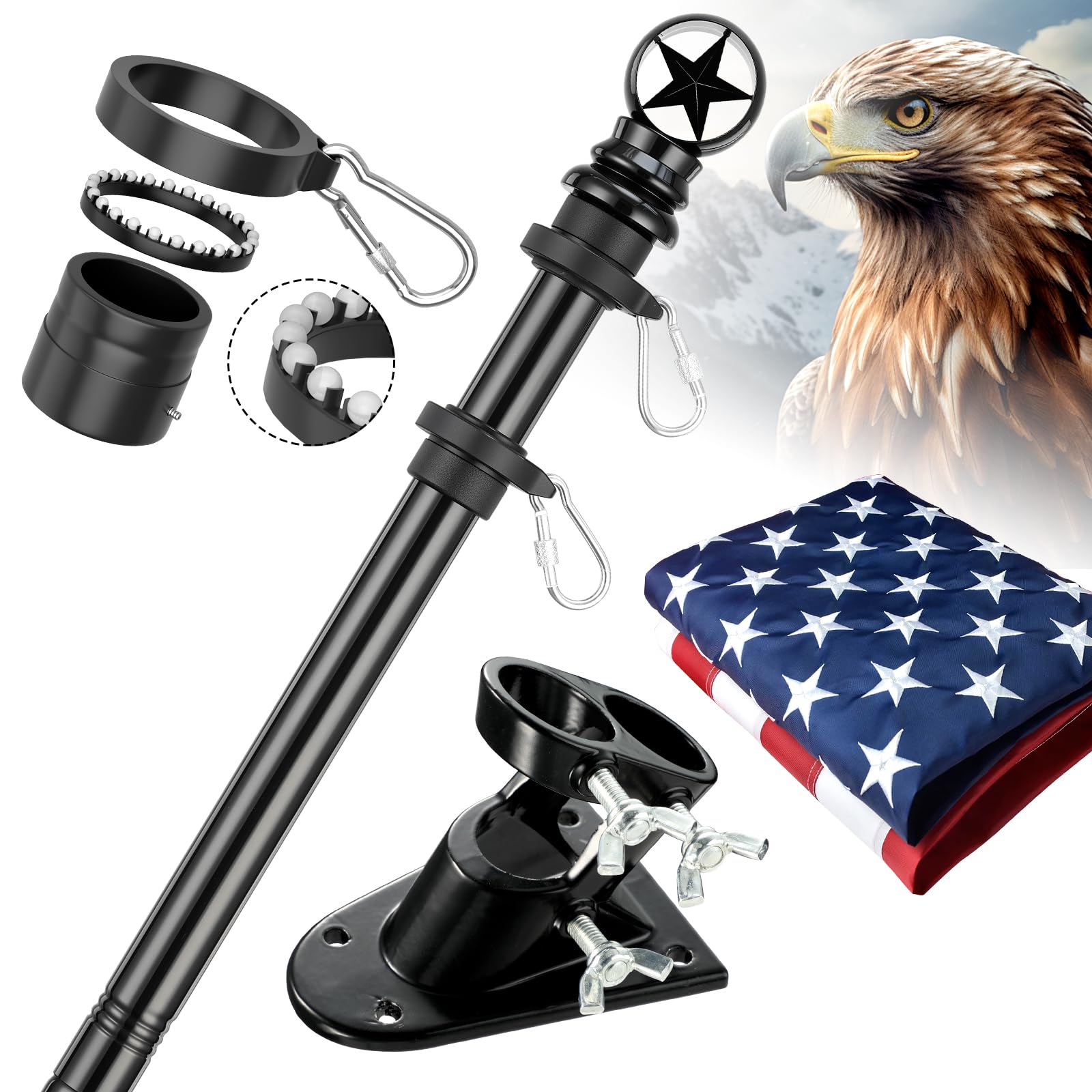 HANGMAICOME 5ft heavy-duty flagpole ready for durable outdoor display