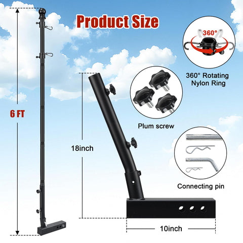 HANGMAICOME anti-tangle flag rings prevent wrap and flutter.