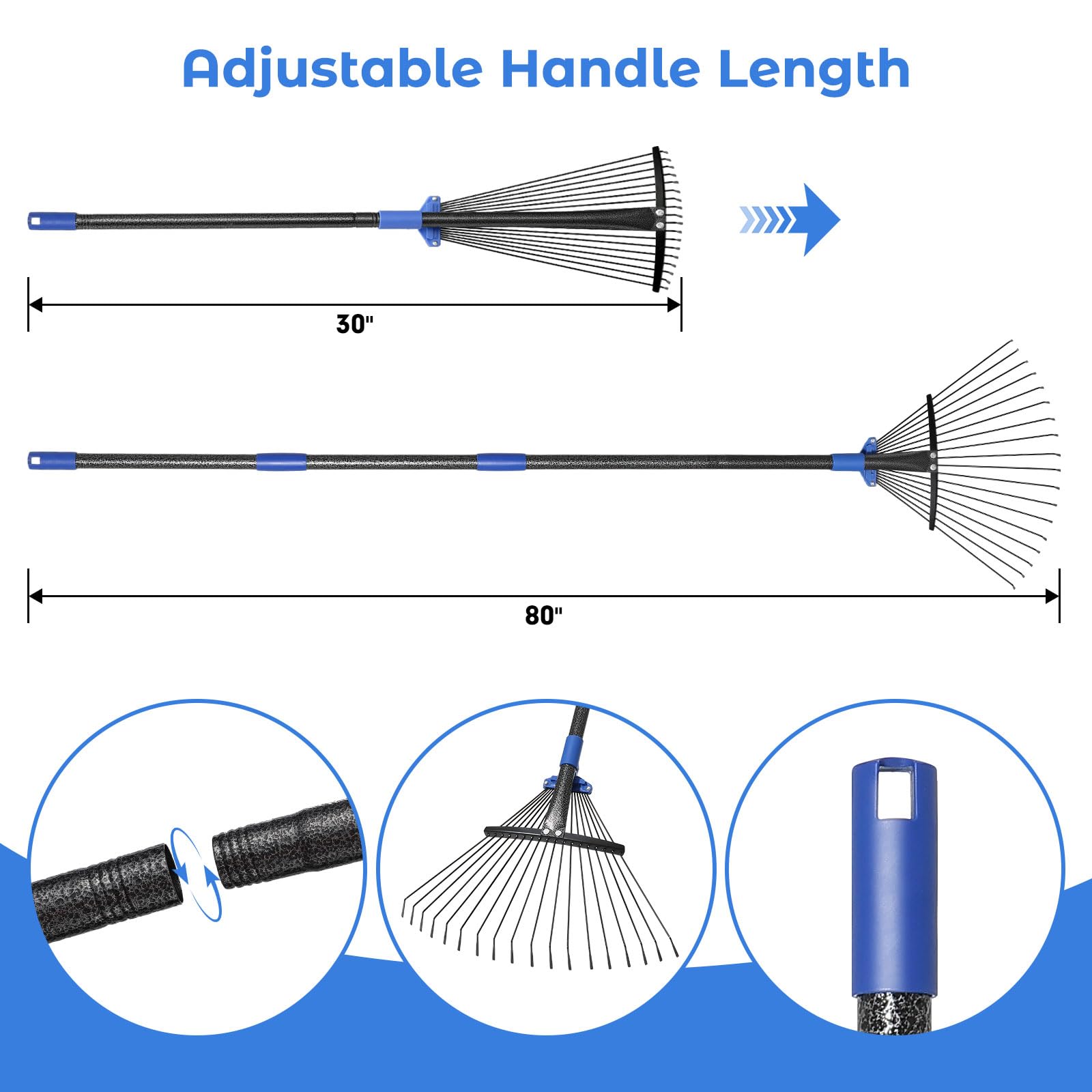 Hangmaicome collapsible rake stores compactly for camping or storage.