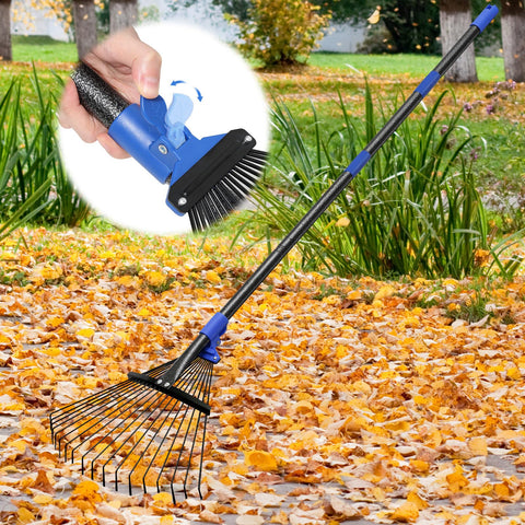 Hangmaicome durable rake for outdoor cleanup in damp conditions.