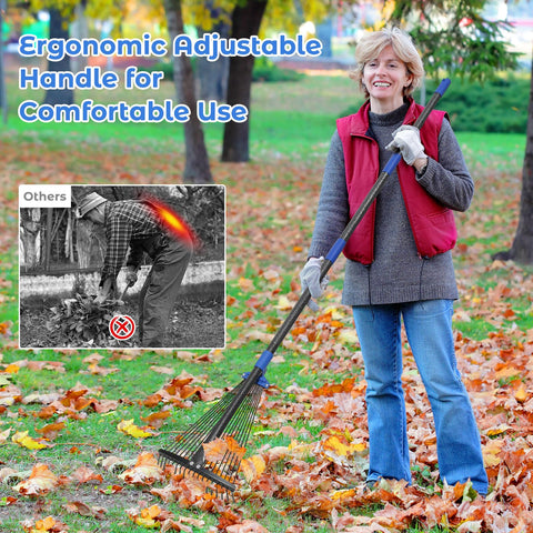 Hangmaicome ergonomic cushioned handle reduces strain during raking.