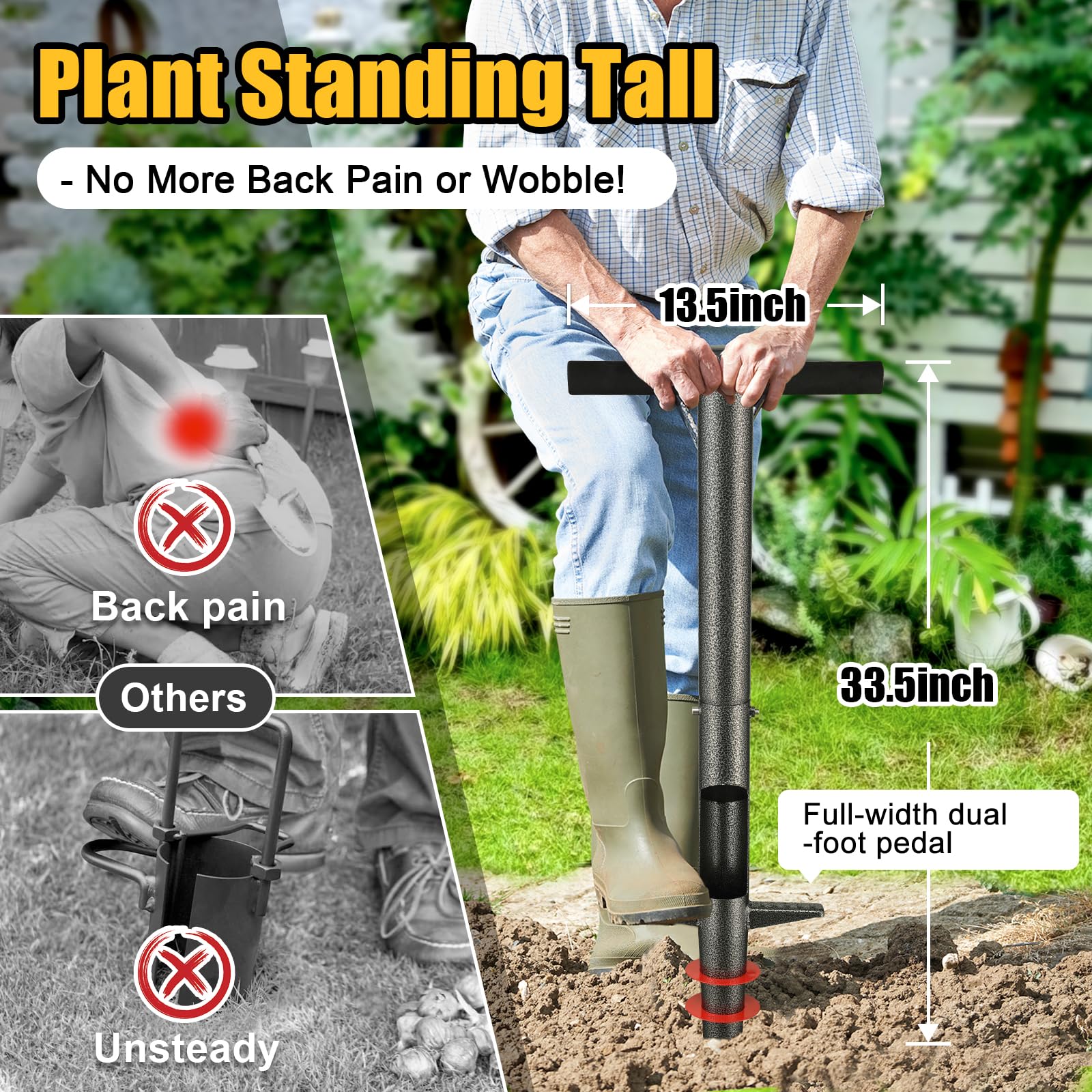 Hangmaicome heavy-duty steel build resists bending through tough sod work.