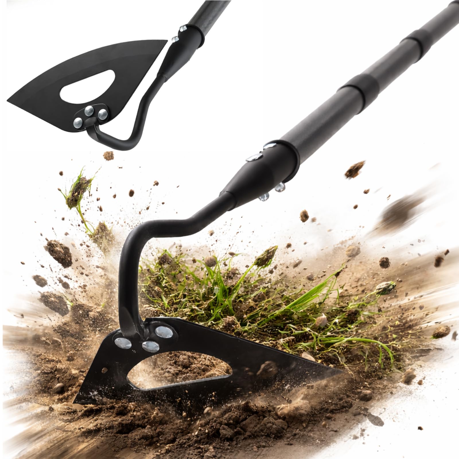 HANGMAICOME hollow garden hoe blade for efficient weed cutting in beds.