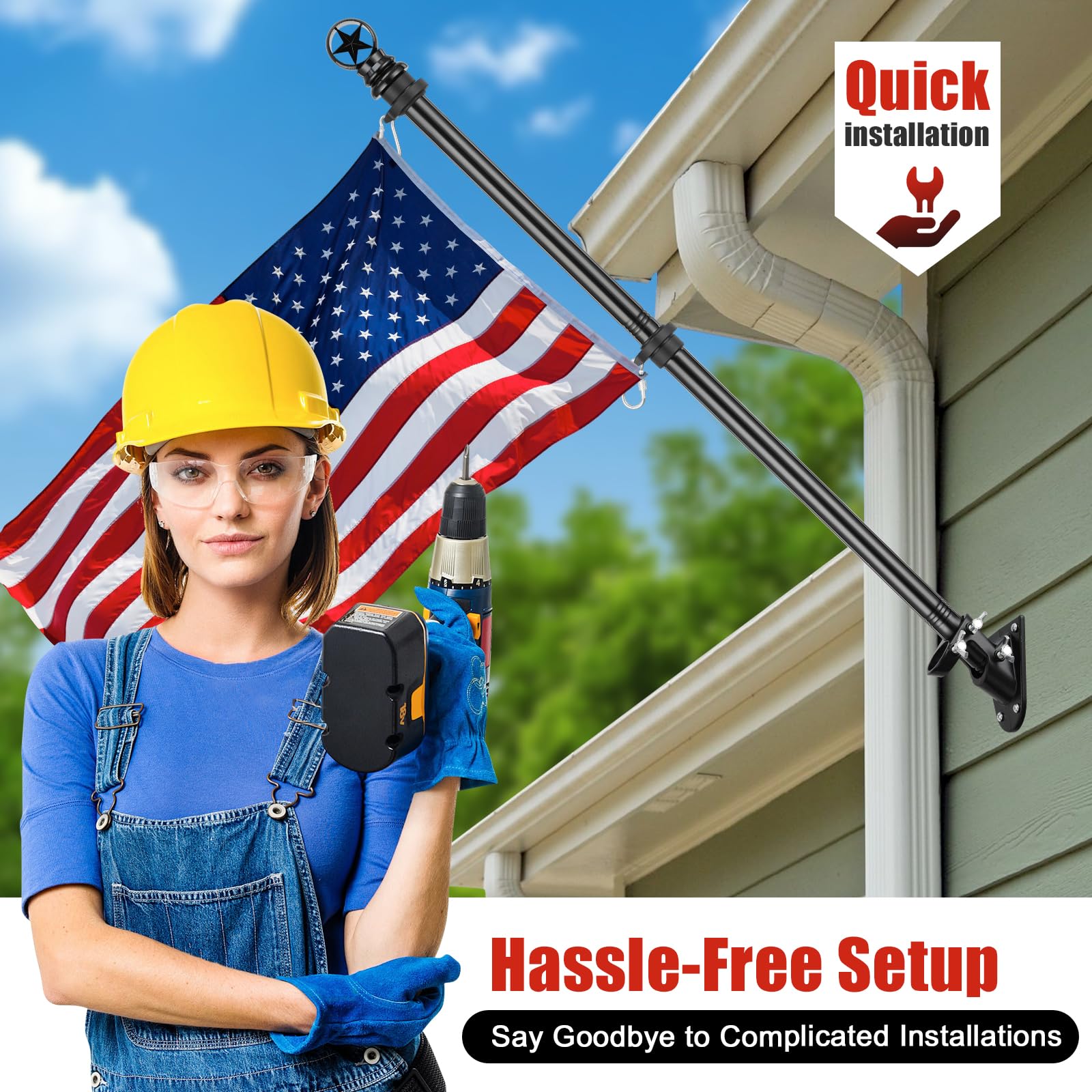 HANGMAICOME outdoor porch display kit ready to fly with pride