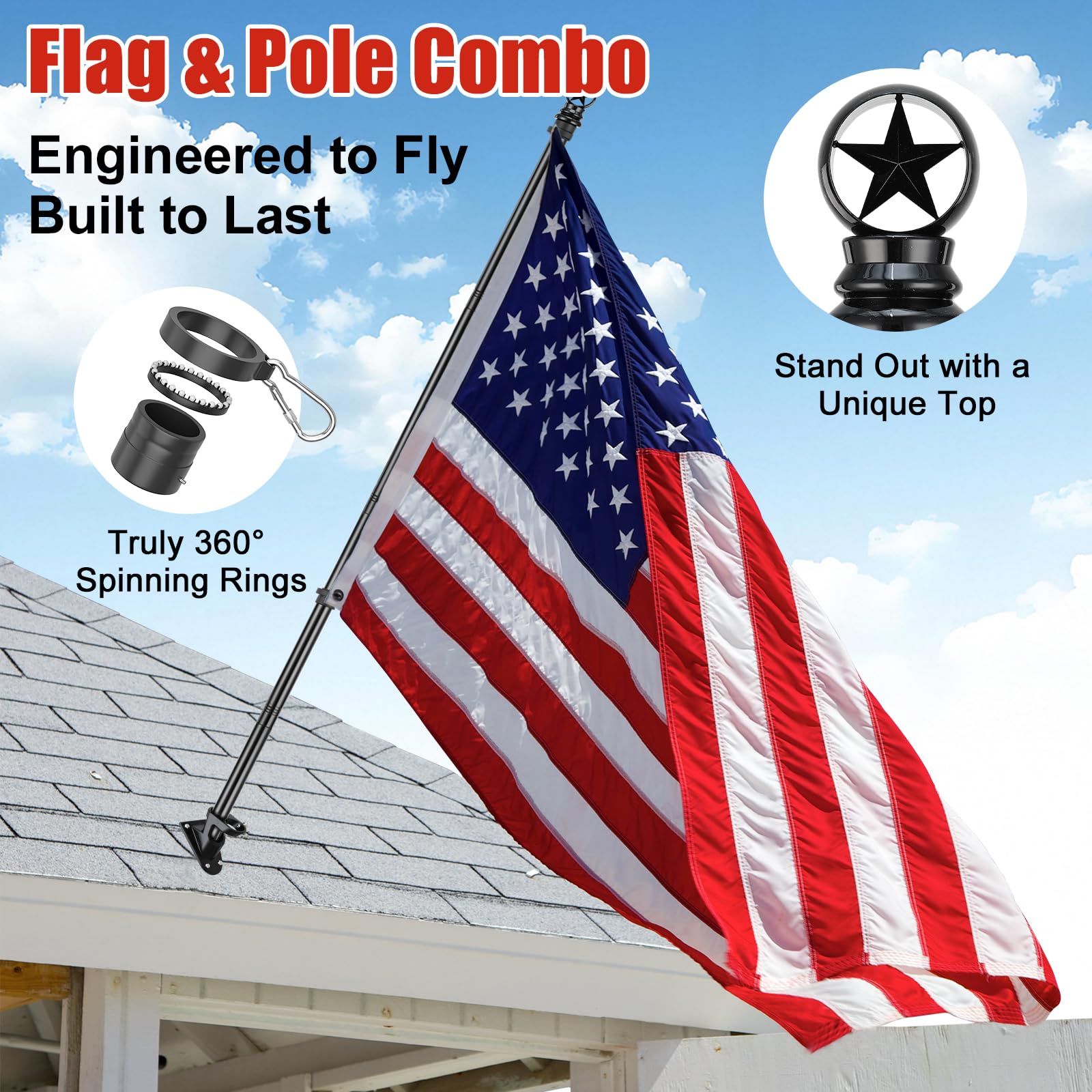 HANGMAICOME premium 3x5 embroidered flag with fade-resistant colors