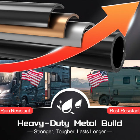 HANGMAICOME 0–90° tilt mount enables vertical or angled flag display.