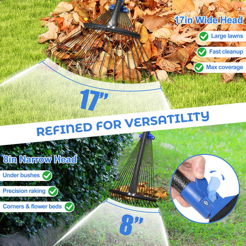 Hangmaicome tool-free setup collapsible rake for quick storage and transport