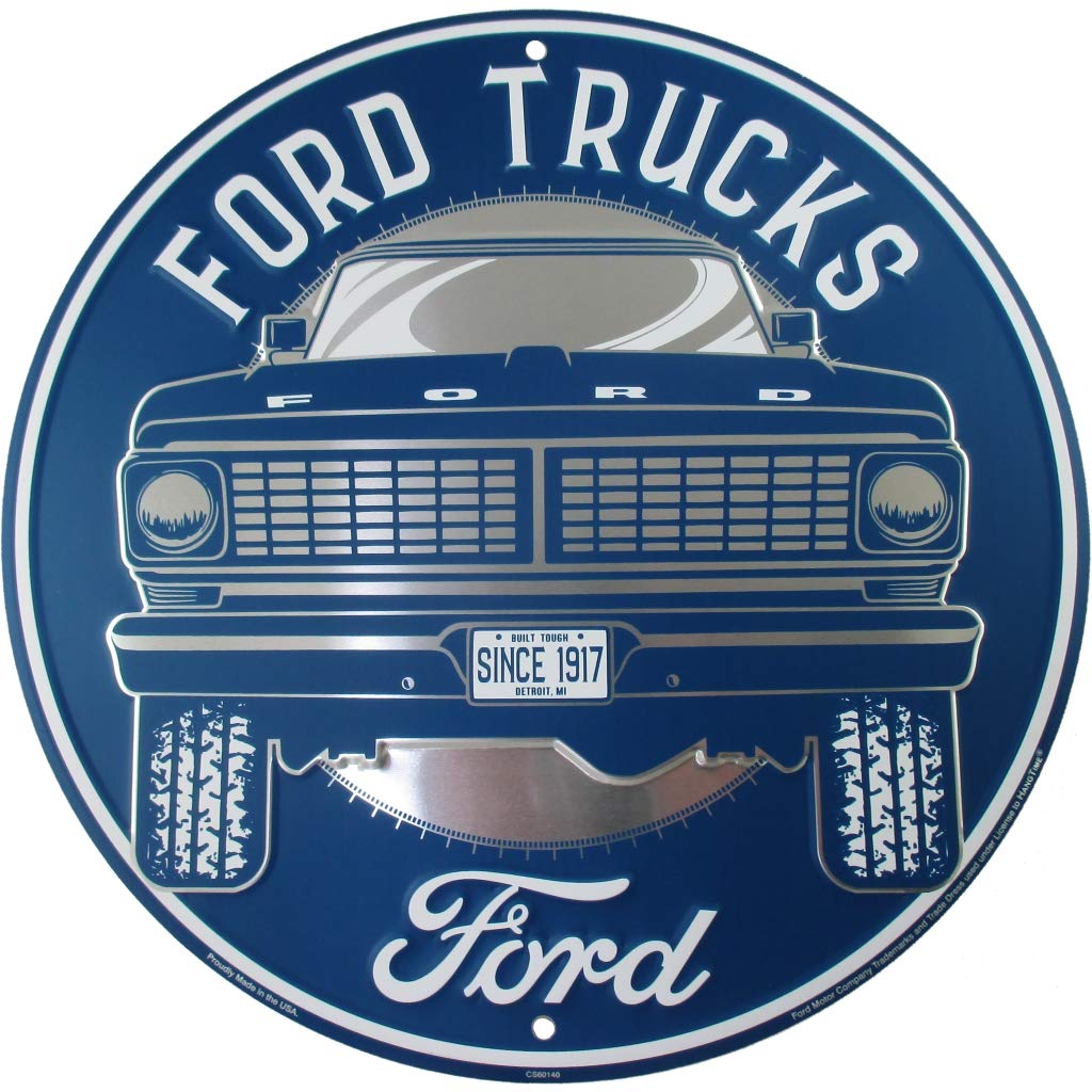 Hangtime Ford Truck Sign, vintage metal wall art of a classic F-Series, ideal for garages.