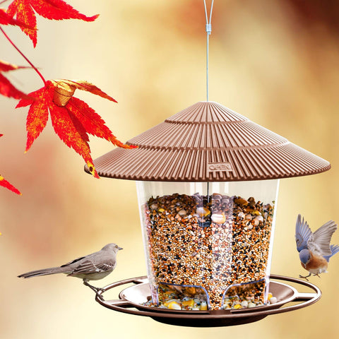 Hanizi feeder with 47 oz capacity for extended bird-watching sessions.