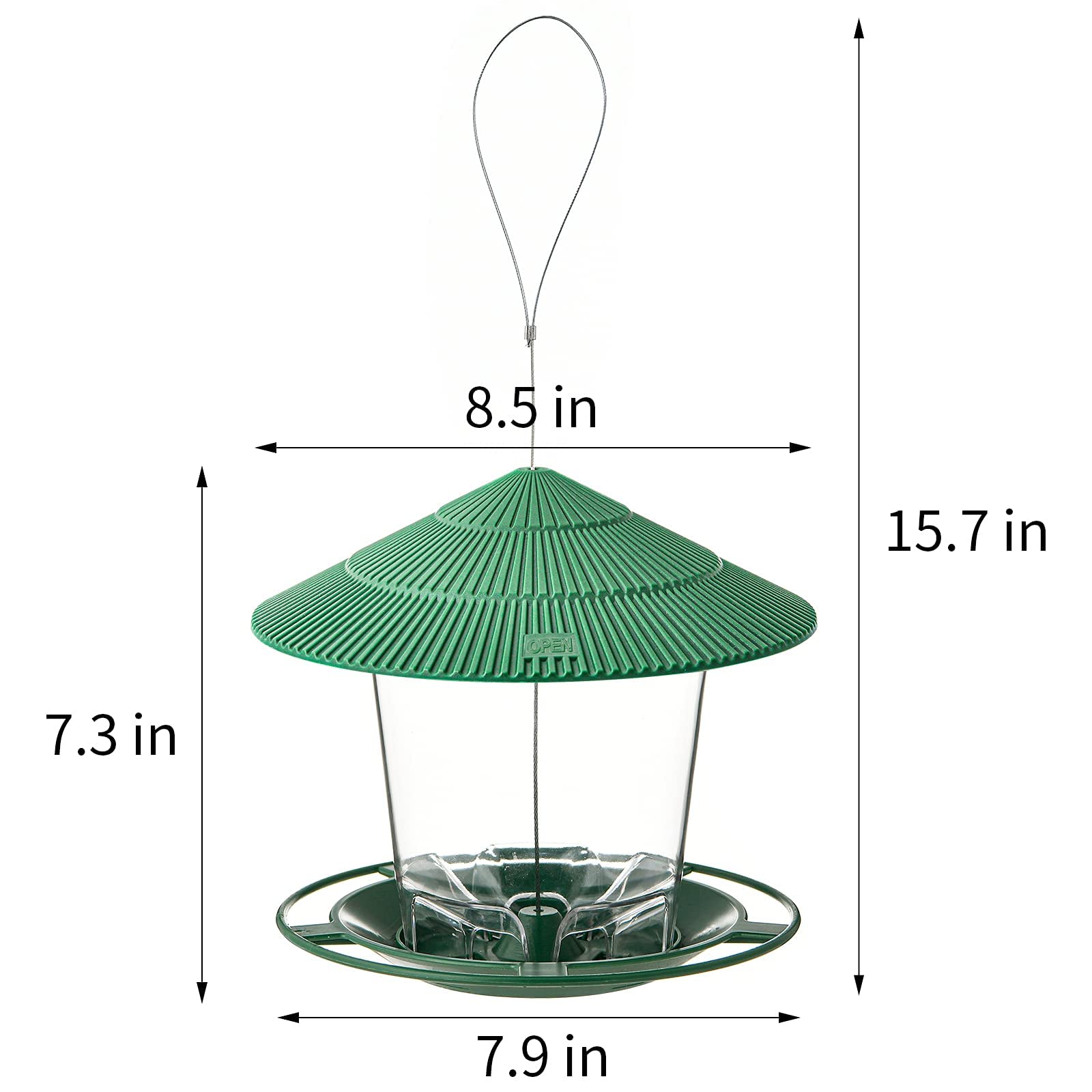 Hanizi outdoor feeder features twist lock to deter squirrels during yard visits.