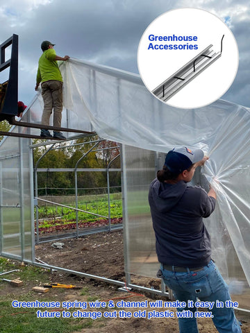 Hannger compatible with bird nets and sun-shading nets for versatile greenhouse protection.