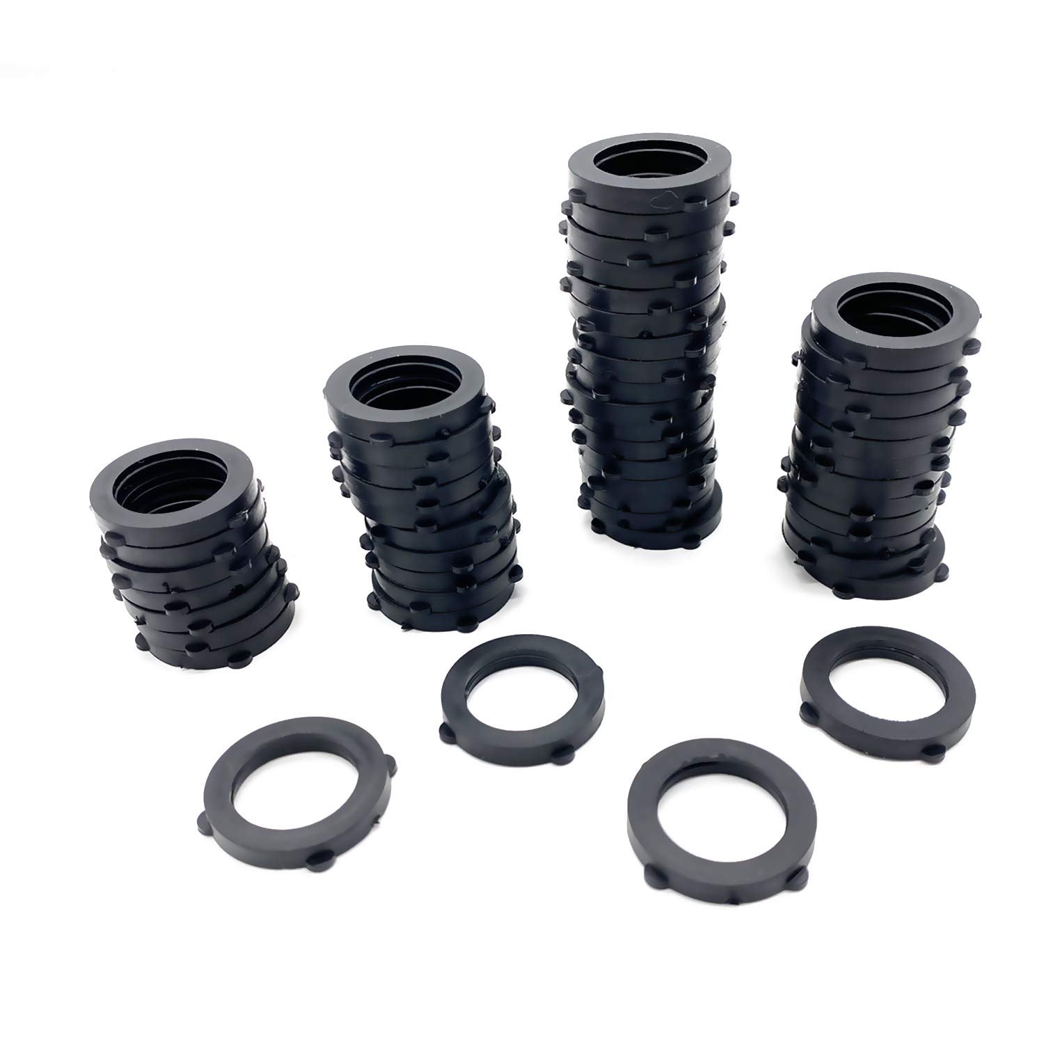 Hanobo 50-pcs black heavy-duty rubber washers for 3/4 inch hoses seal leaks.